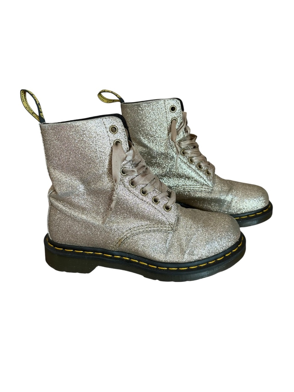 Dr Martens 1460 Pascal Glitter Boots Palegold Womens Size 7